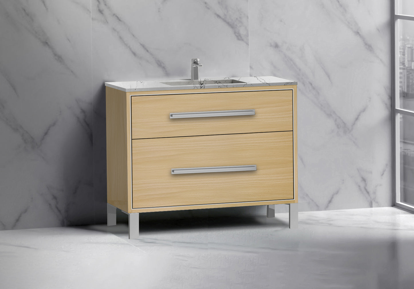 Pinnacle 42" Free Standing Vanity Cabinet with L-Feet