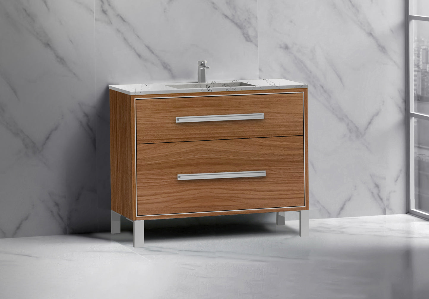 Pinnacle 42" Free Standing Vanity Cabinet with L-Feet