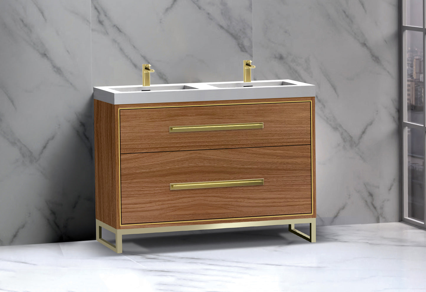 Pinnacle 48D" Free Standing Vanity Cabinet with C-Base