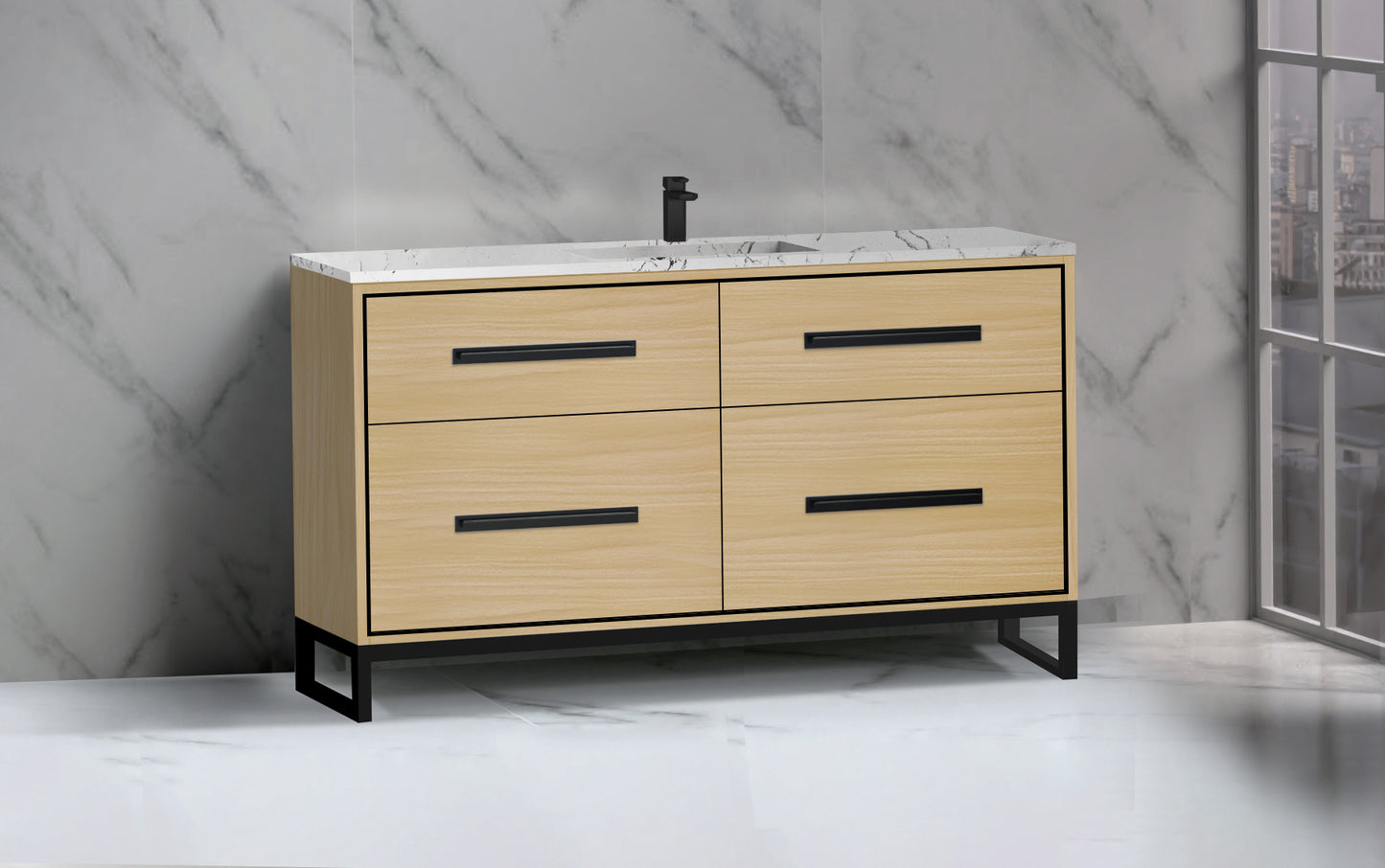 Pinnacle 60C" Free Standing Vanity Cabinet with C-Base