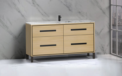 Pinnacle 60C" Free Standing Vanity Cabinet with L-Feet