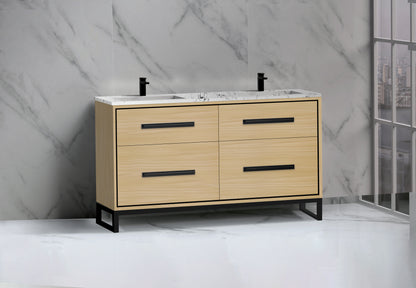 Pinnacle 60D" Free Standing Vanity Cabinet with C-Base