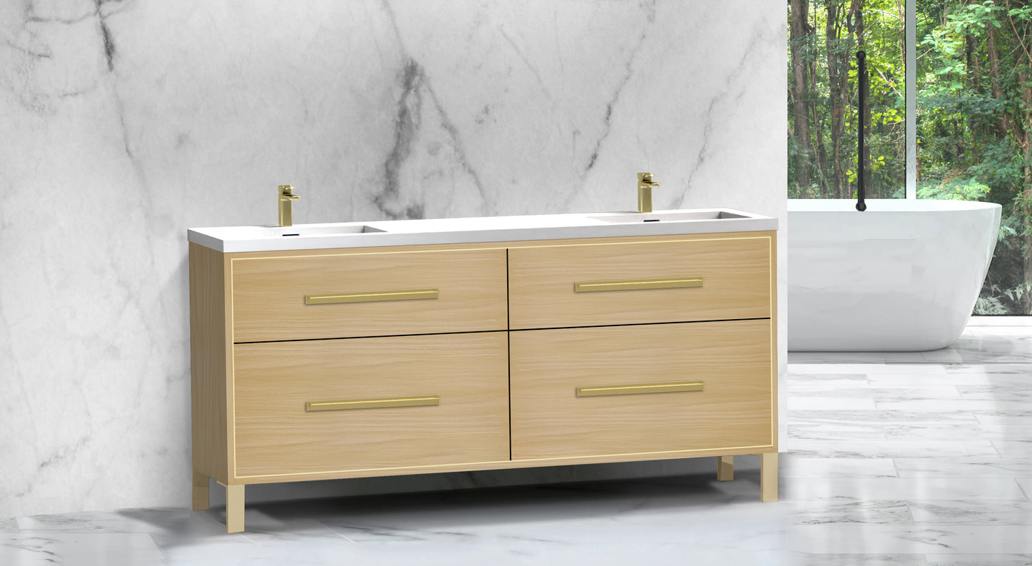 Pinnacle 72D" Free Standing Vanity Cabinet with L-Feet