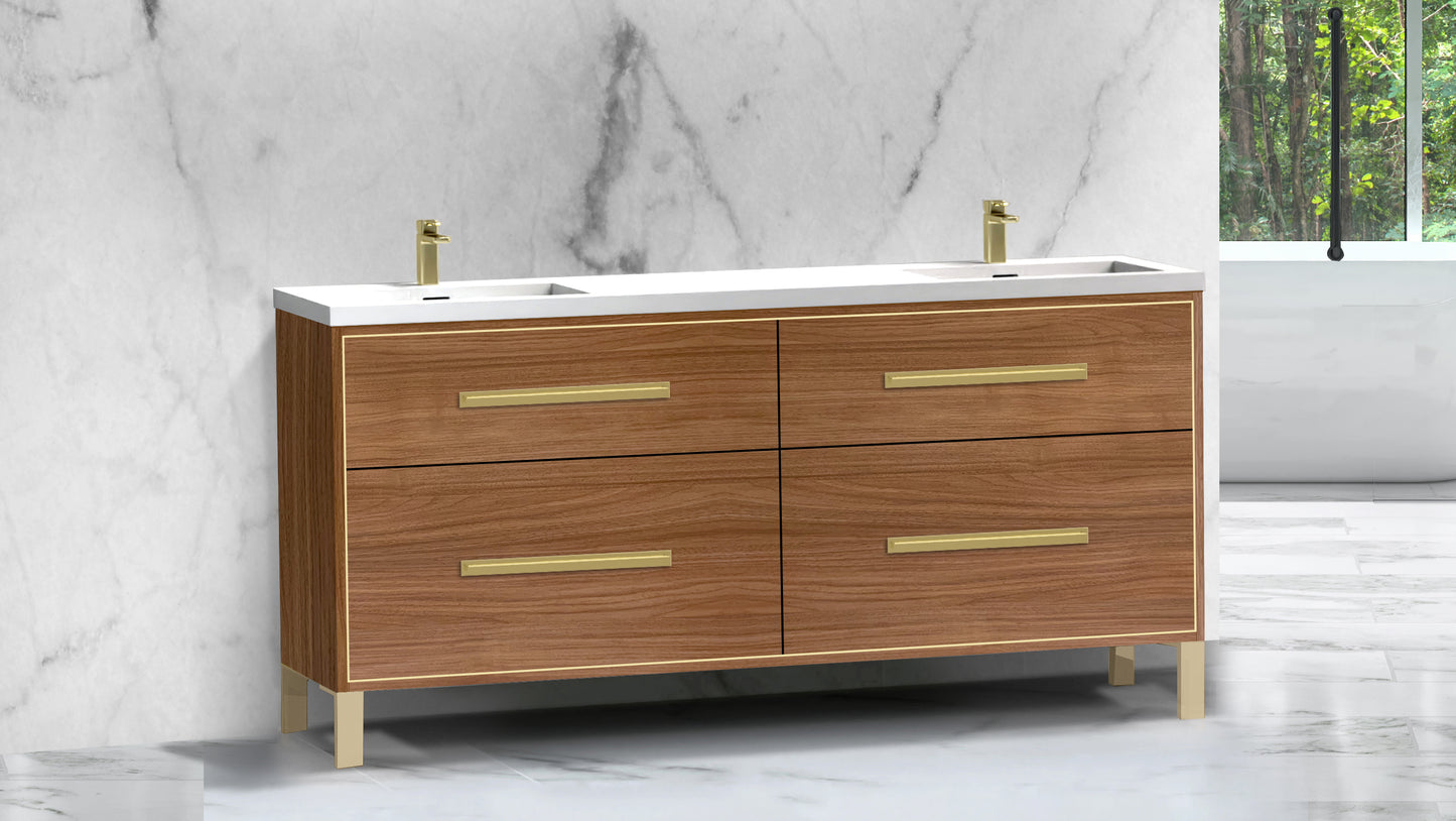 Pinnacle 72D" Free Standing Vanity Cabinet with L-Feet