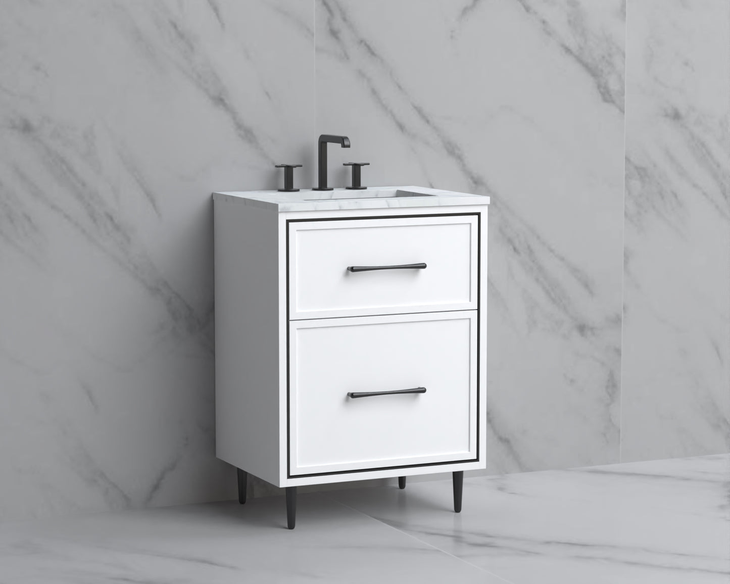 Profile 24" Free Standing Vanity Cabinet with Mid-Century Feet