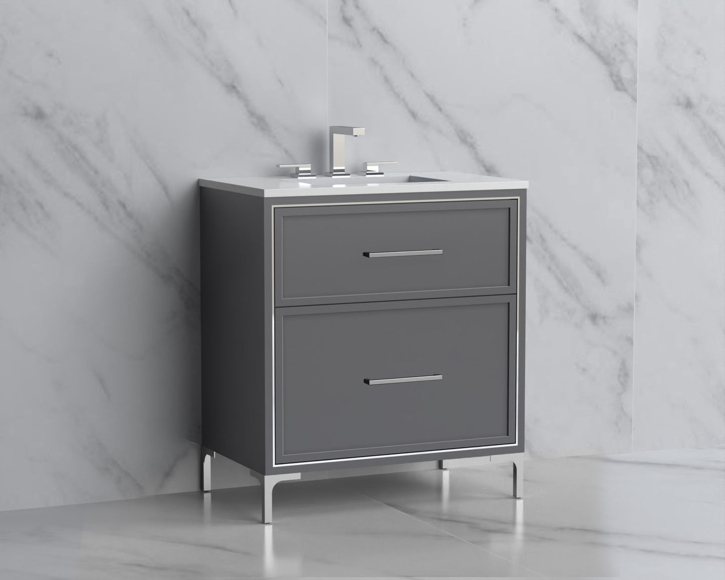 Profile 30" Free standing Vanity Cabinet with Trendsitional Feet