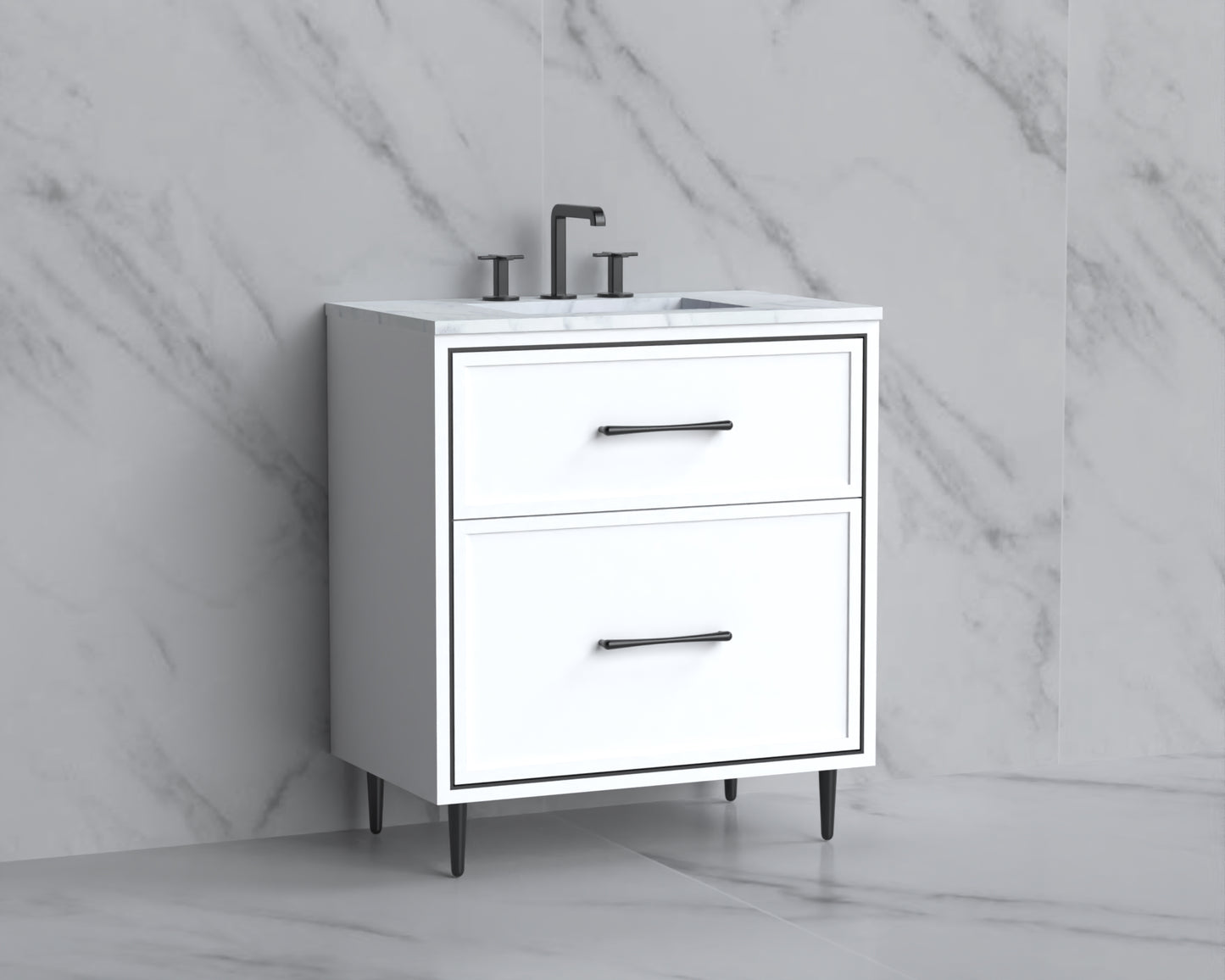 Profile 30" Free standing Vanity Cabinet with Mid-Century Feet