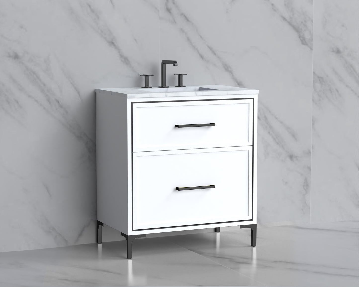 Profile 30" Free standing Vanity Cabinet with Trendsitional Feet