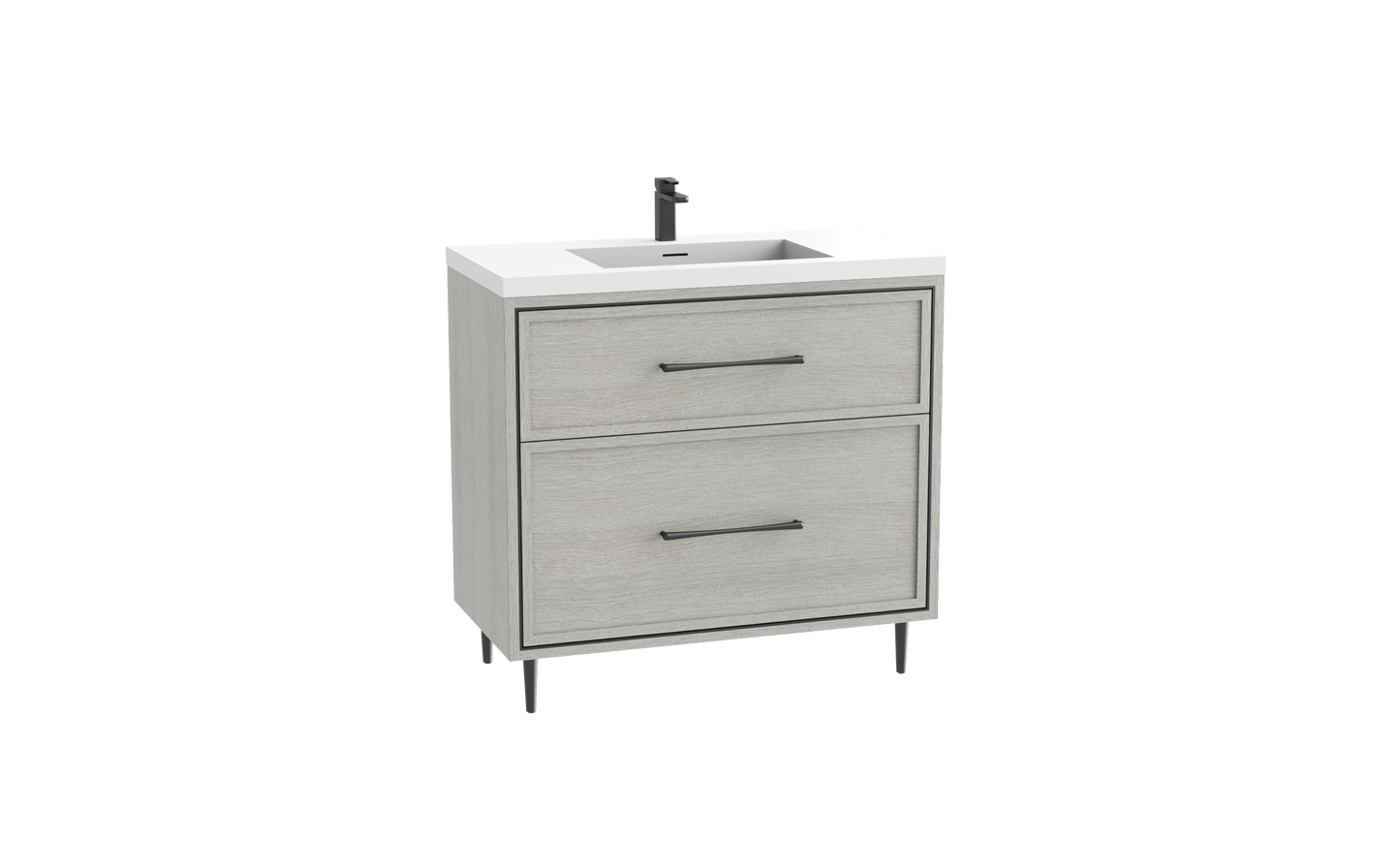 Profile 36" Free standing Vanity Cabinet with Mid-Century Feet