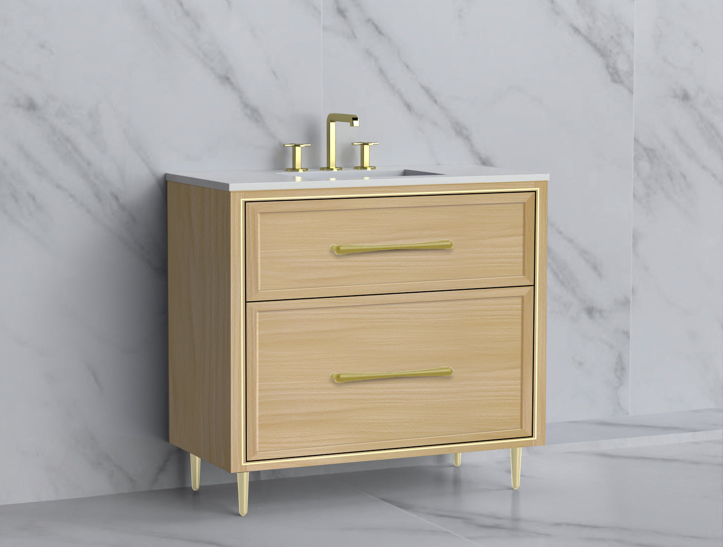 Profile 36" Free standing Vanity Cabinet with Mid-Century Feet