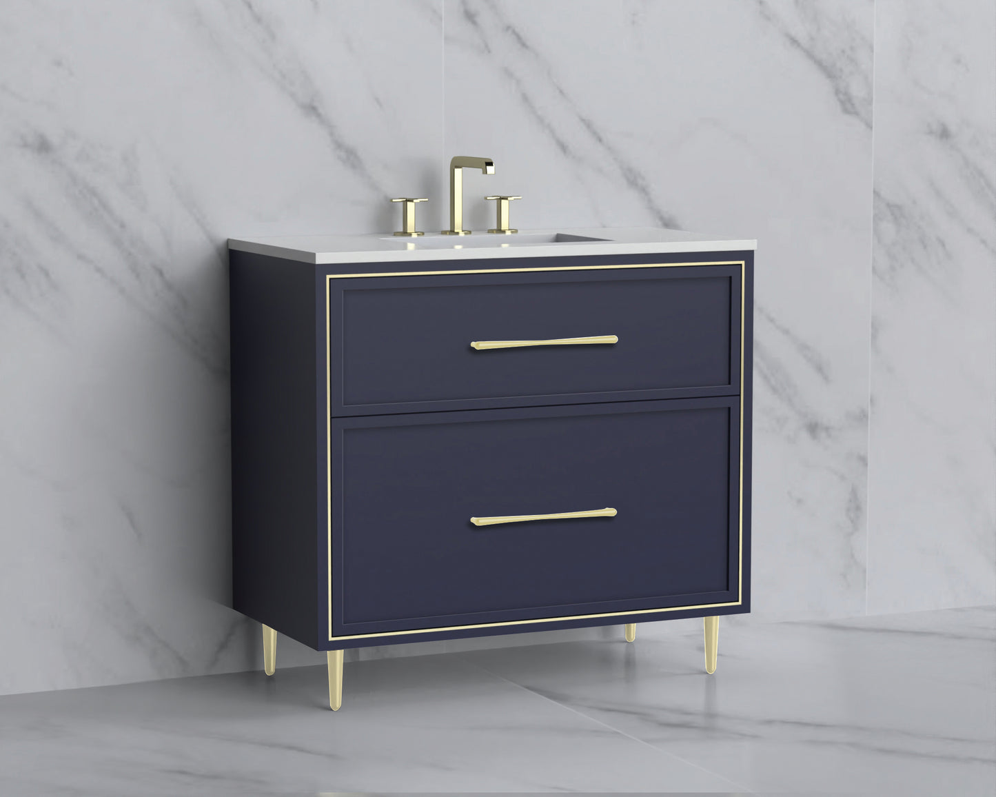 Profile 36" Free standing Vanity Cabinet with Mid-Century Feet