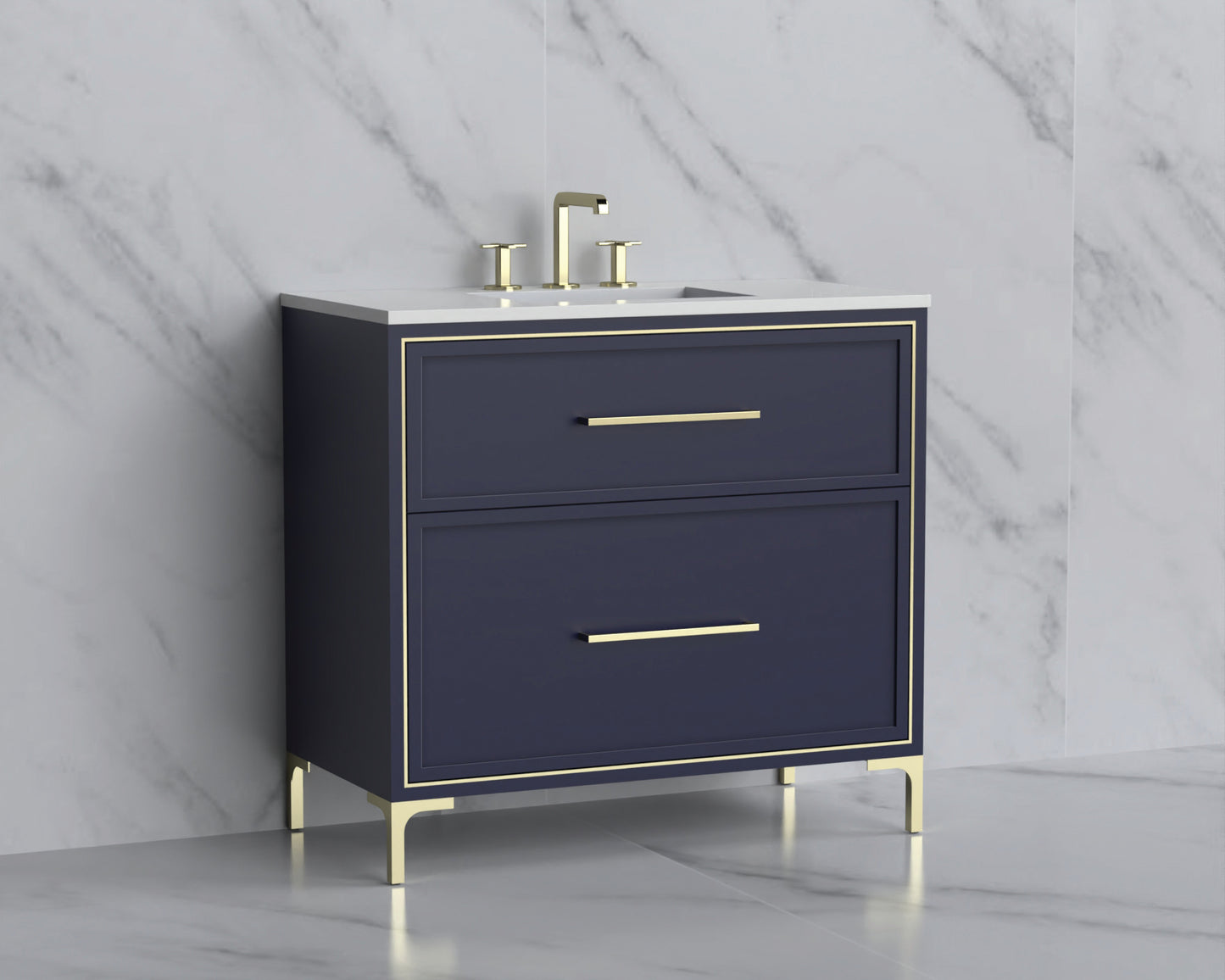 Profile 36" Free standing Vanity Cabinet with Trendsitional Feet