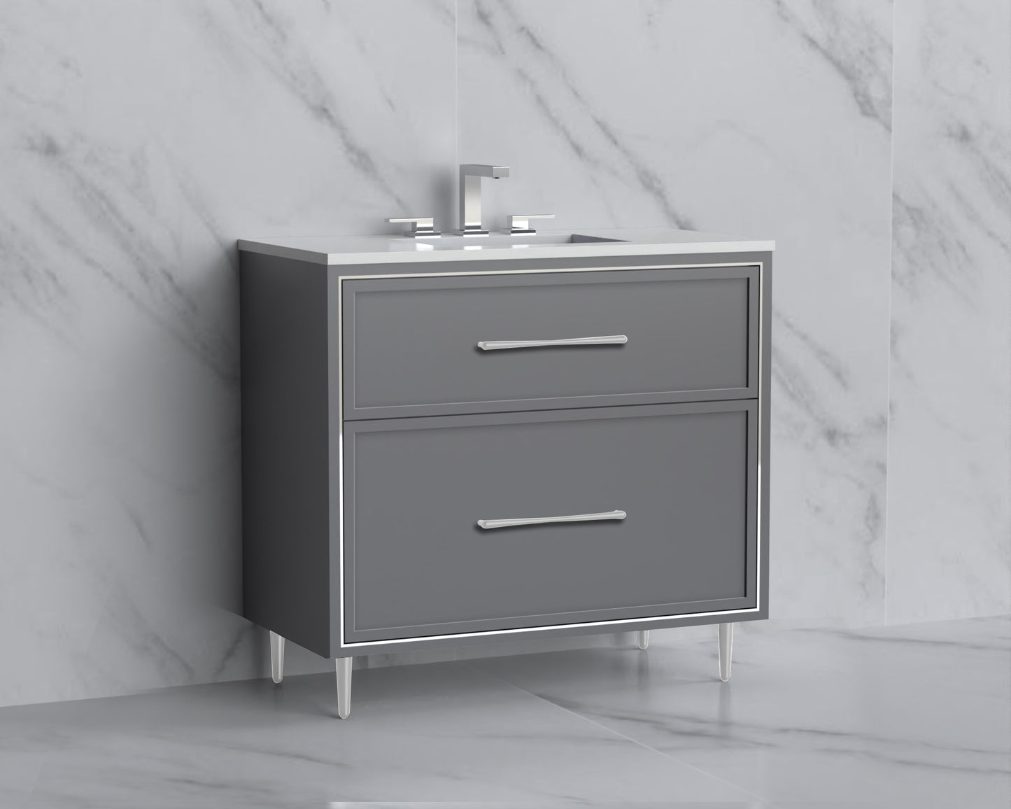 Profile 36" Free standing Vanity Cabinet with Mid-Century Feet