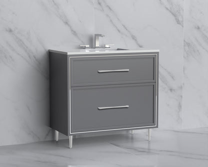 Profile 36" Free standing Vanity Cabinet with Mid-Century Feet