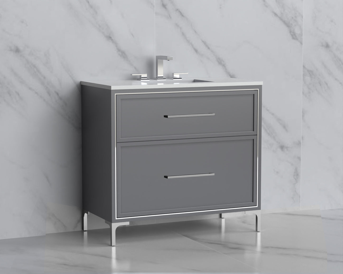 Profile 36" Free standing Vanity Cabinet with Trendsitional Feet