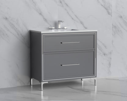 Profile 36" Free standing Vanity Cabinet with Trendsitional Feet
