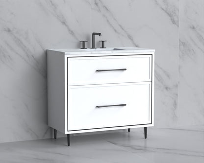 Profile 36" Free standing Vanity Cabinet with Mid-Century Feet