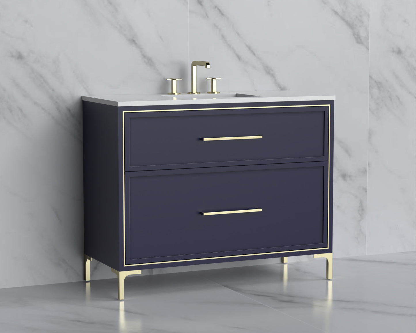 Profile 42" Free standing Vanity Cabinet with Trendsitional Feet