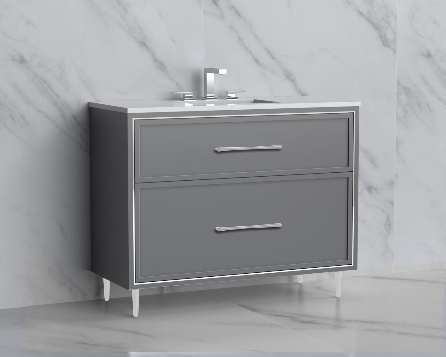 Profile 42" Free standing Vanity Cabinet with Mid-Century Feet