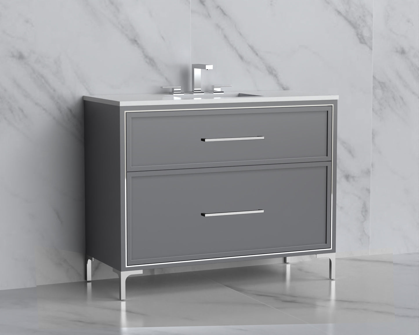 Profile 42" Free standing Vanity Cabinet with Trendsitional Feet