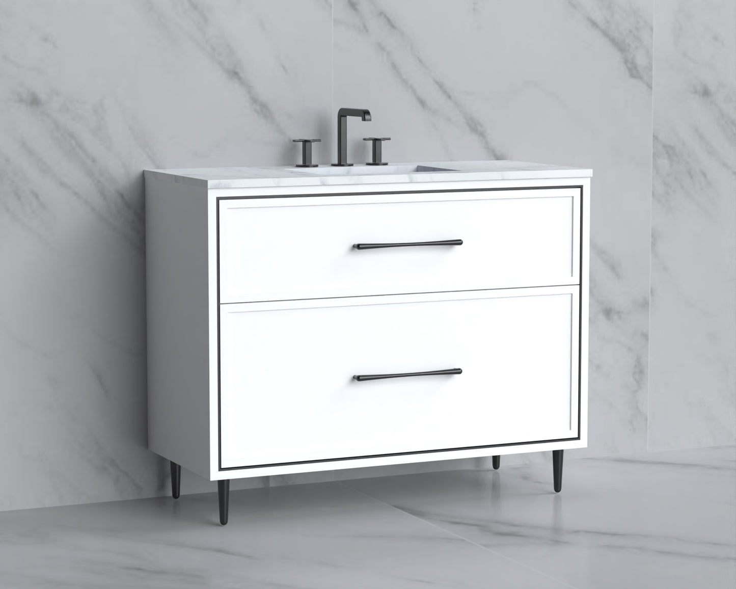 Profile 42" Free standing Vanity Cabinet with Mid-Century Feet
