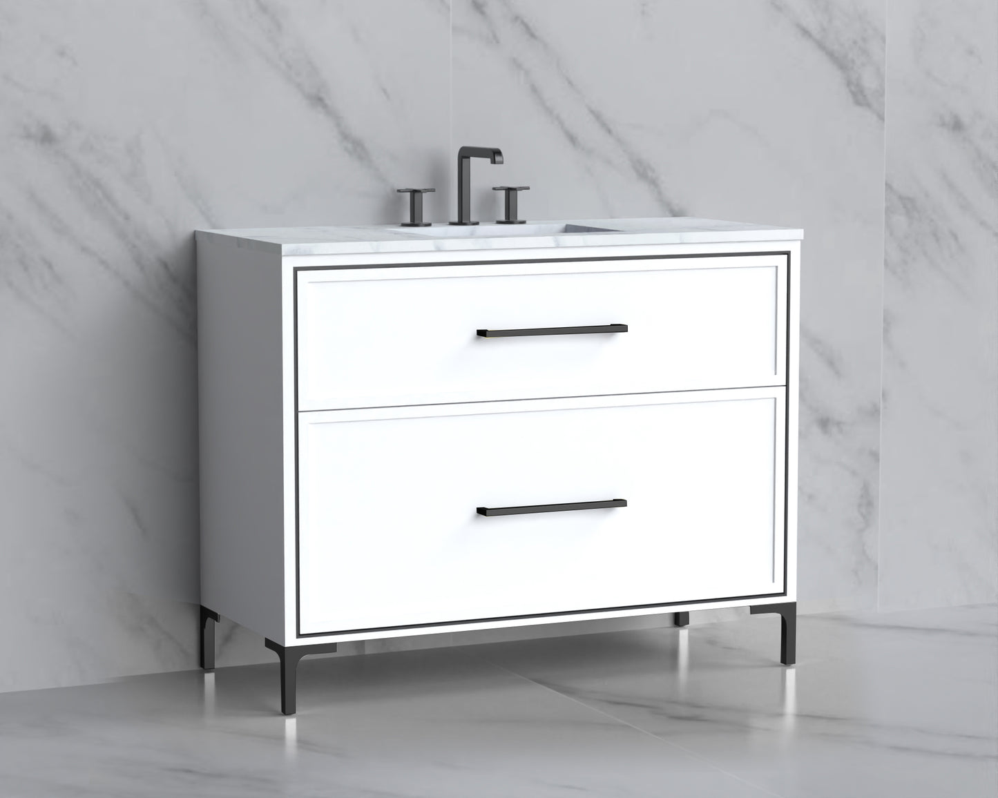 Profile 42" Free standing Vanity Cabinet with Trendsitional Feet