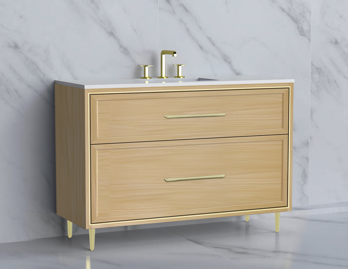Profile 48C" Free standing Vanity Cabinet with Mid-Century Feet