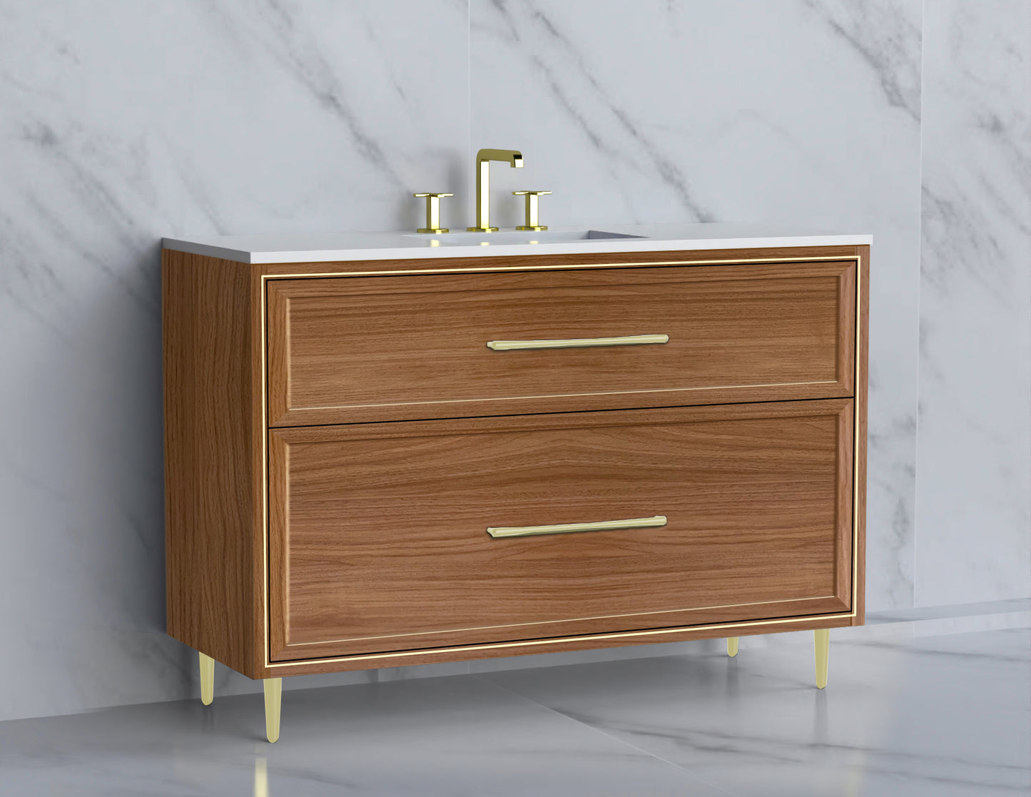 Profile 48C" Free standing Vanity Cabinet with Mid-Century Feet