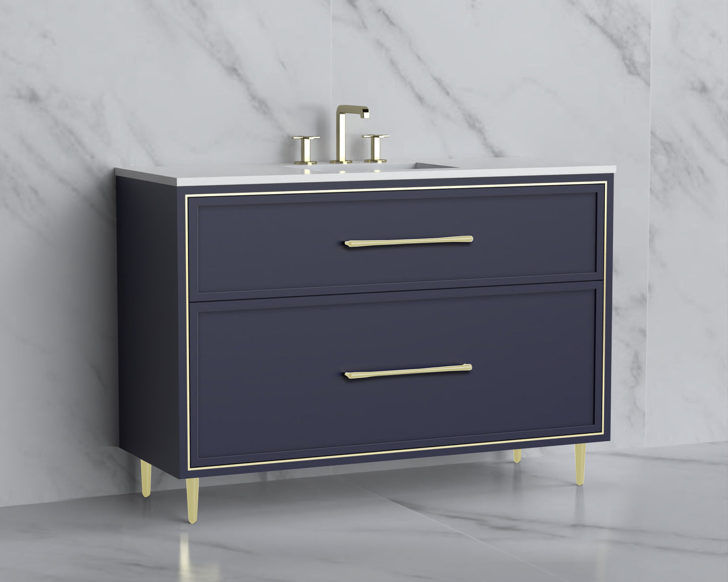 Profile 48C" Free standing Vanity Cabinet with Mid-Century Feet