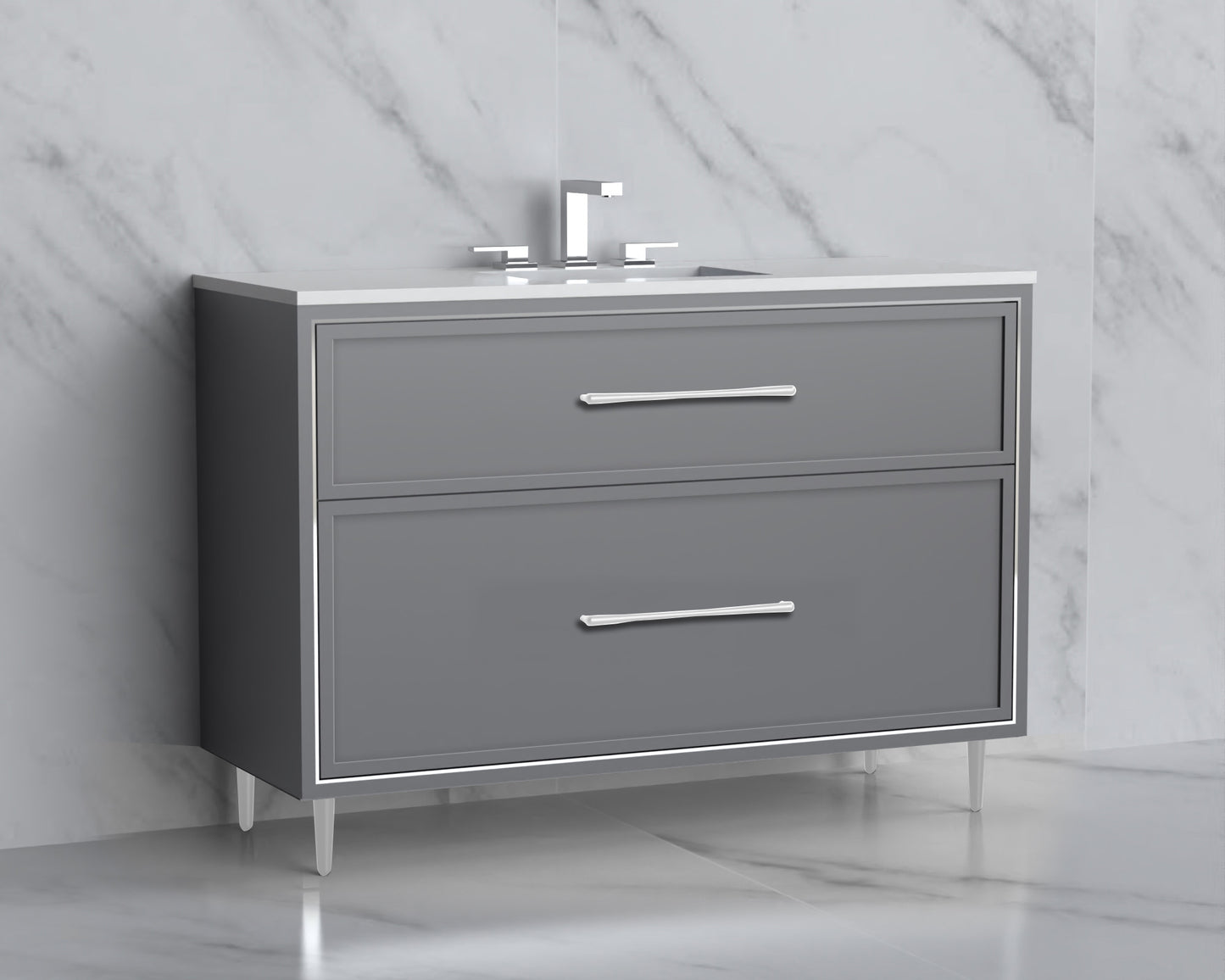 Profile 48C" Free standing Vanity Cabinet with Mid-Century Feet