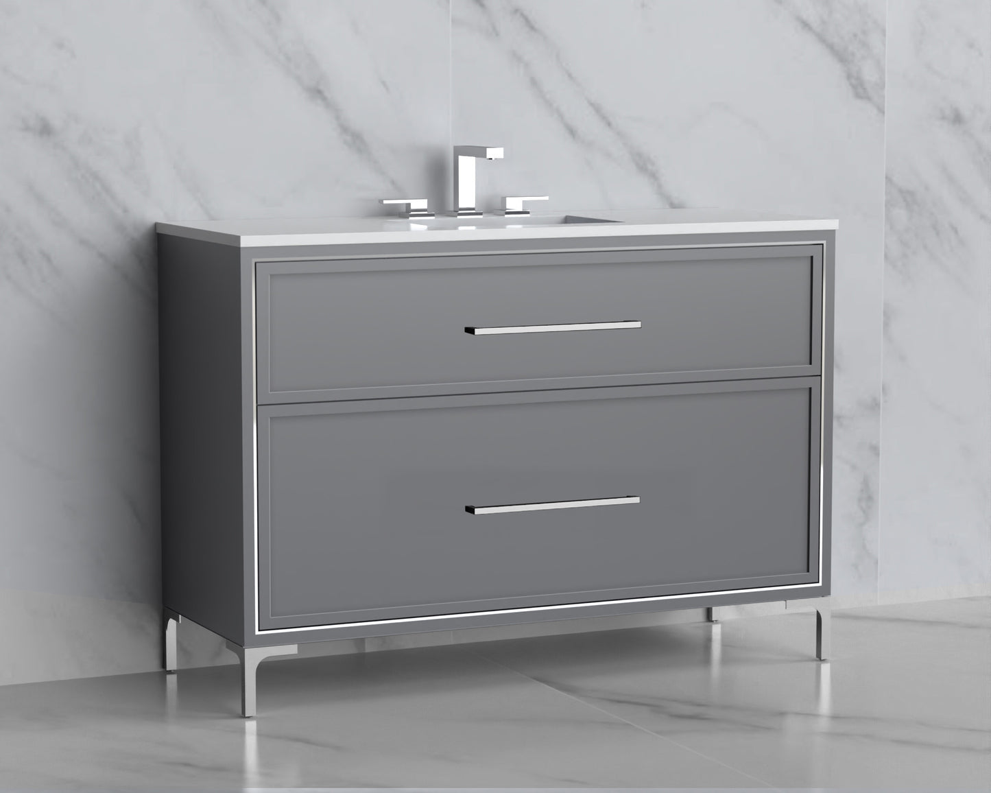 Profile 48C" Free standing Vanity Cabinet with Trendsitional Feet