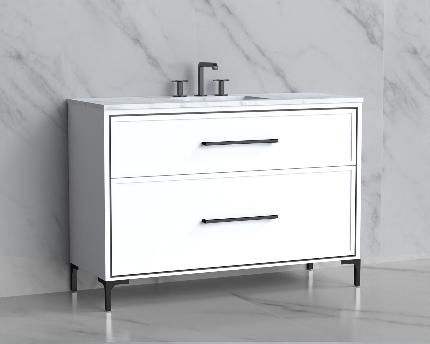 Profile 48C" Free standing Vanity Cabinet with Trendsitional Feet