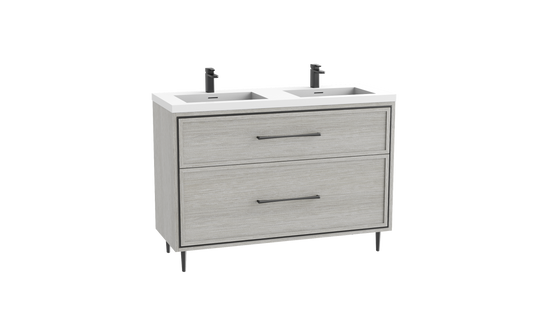 Profile 48D" Free standing Vanity Cabinet with Mid-Century Feet