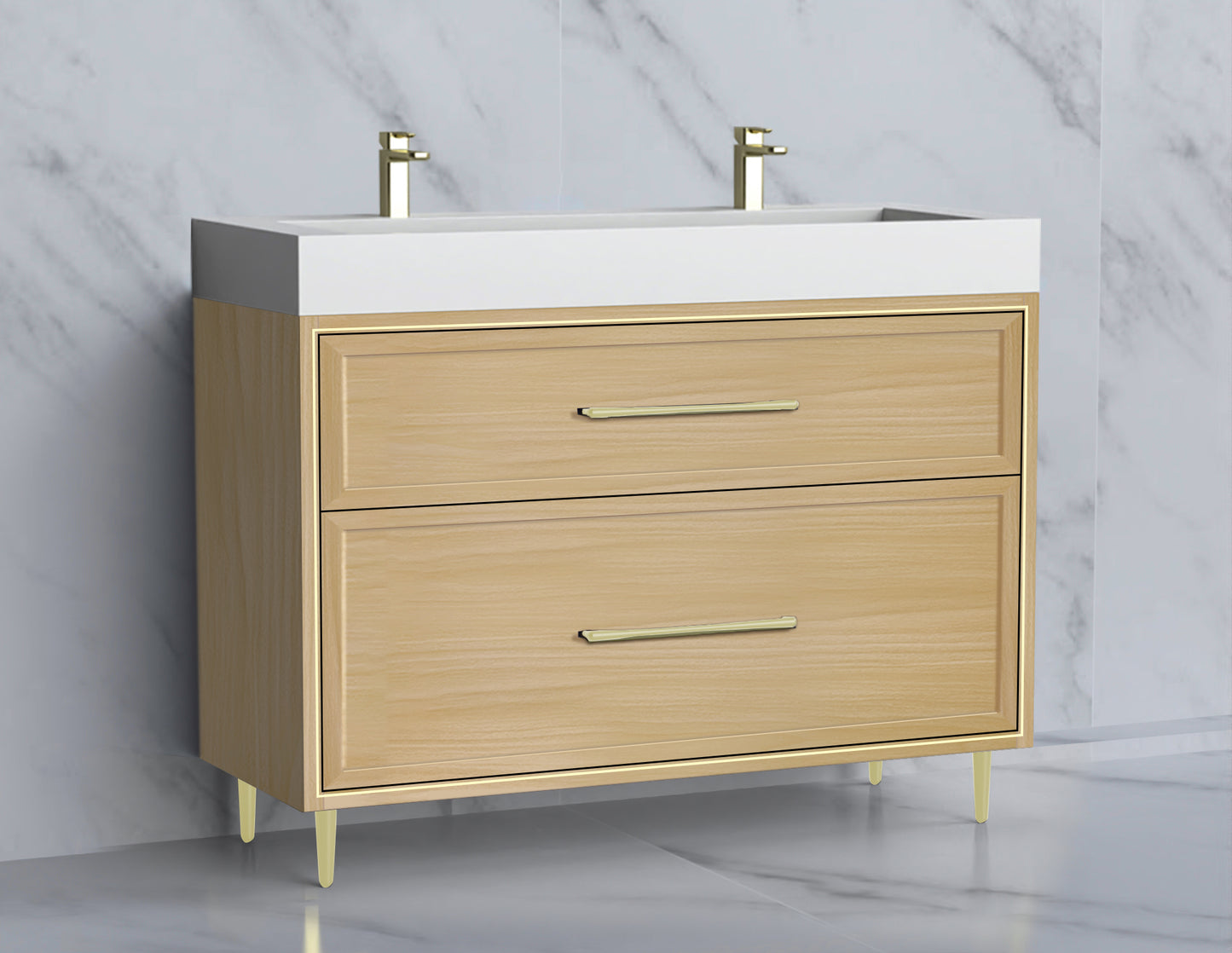 Profile 48D" Free standing Vanity Cabinet with Mid-Century Feet