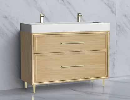 Profile 48D" Free standing Vanity Cabinet with Mid-Century Feet