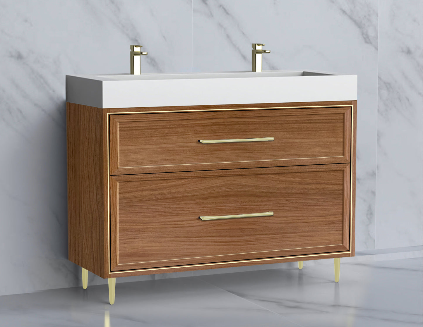 Profile 48D" Free standing Vanity Cabinet with Mid-Century Feet