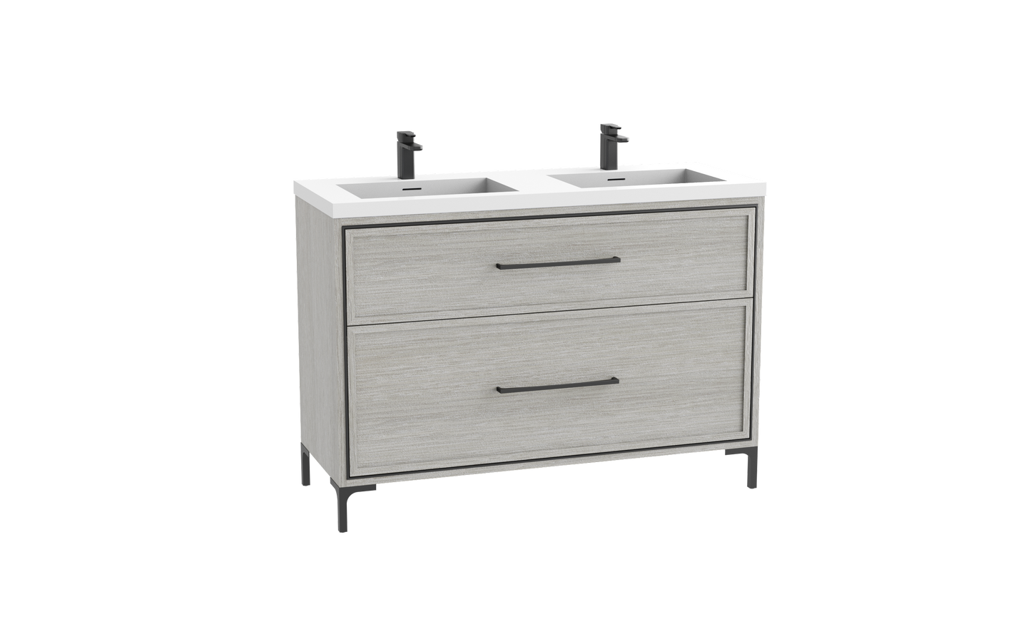 Profile 48D" Free standing Vanity Cabinet with Trendsitional Feet