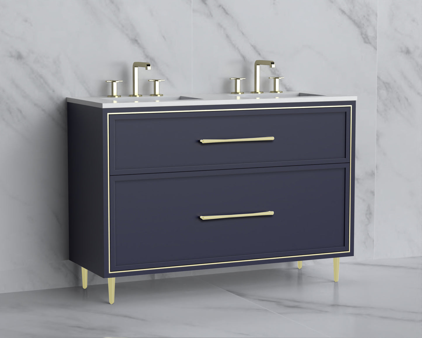 Profile 48D" Free standing Vanity Cabinet with Mid-Century Feet
