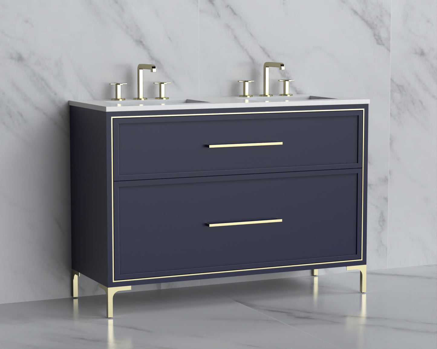 Profile 48D" Free standing Vanity Cabinet with Trendsitional Feet