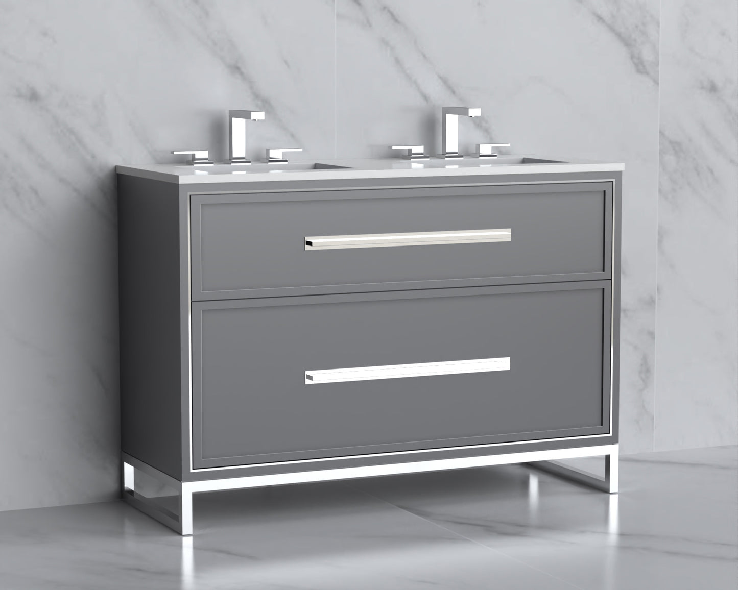 Profile 48D" Free Standing Vanity Cabinet with Contempo Feet/Base