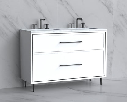Profile 48D" Free standing Vanity Cabinet with Mid-Century Feet
