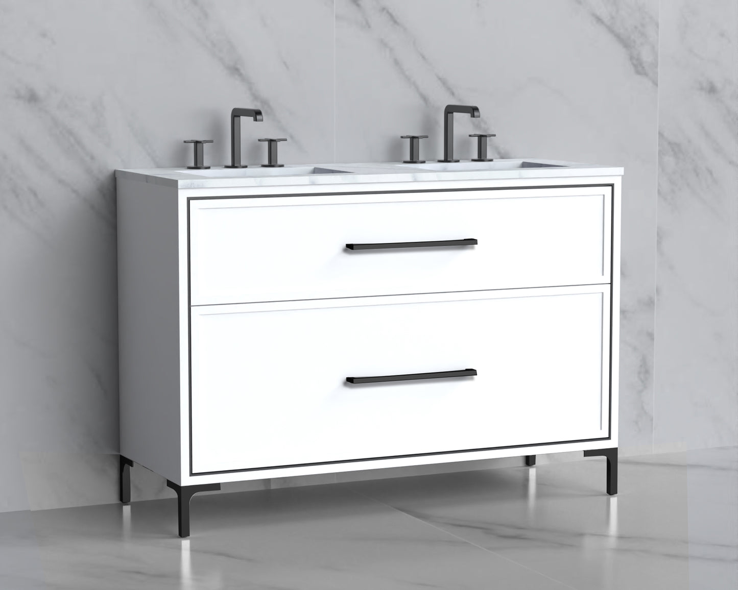 Profile 48D" Free standing Vanity Cabinet with Trendsitional Feet