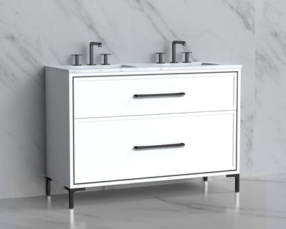 Profile 48D" Free standing Vanity Cabinet with Trendsitional Feet