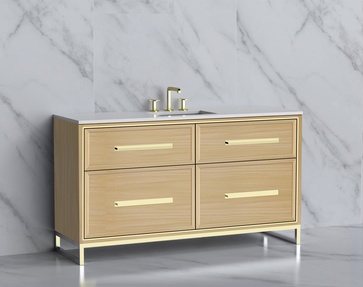 Profile 60C" Free Standing Vanity Cabinet with Contempo Feet/Base