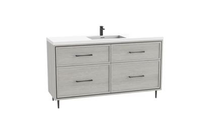 Profile 60C" Free standing Vanity Cabinet with Mid-Century Feet