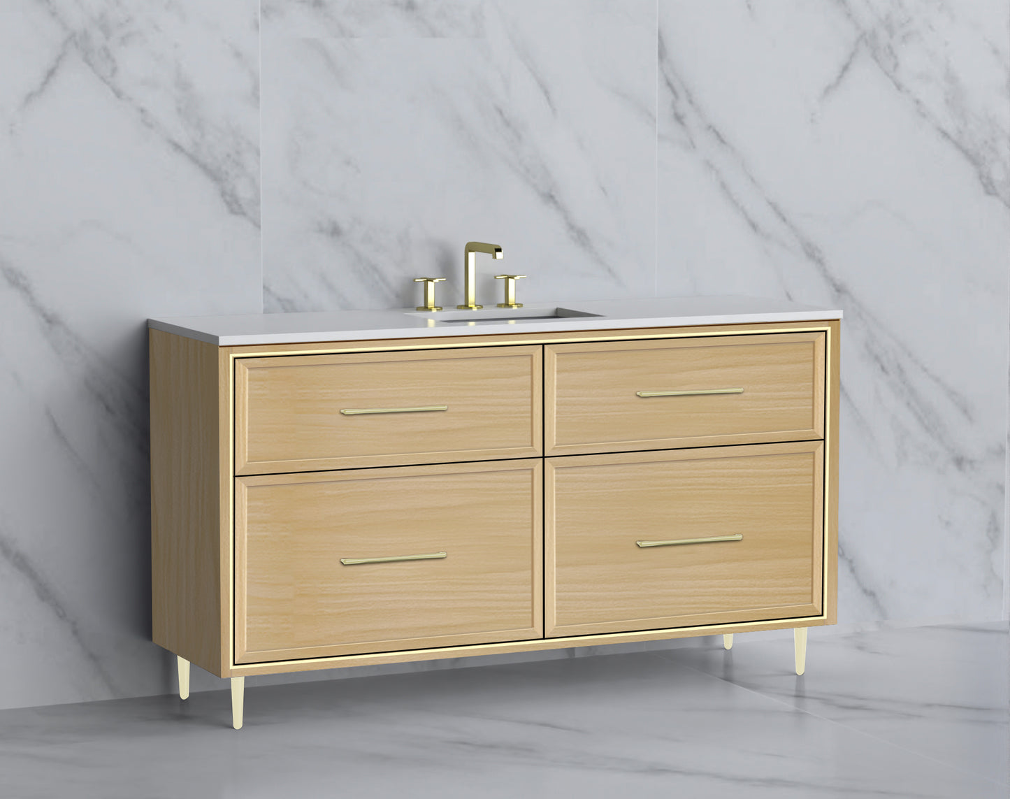 Profile 60C" Free standing Vanity Cabinet with Mid-Century Feet