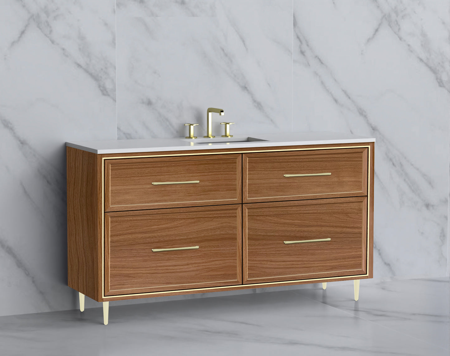 Profile 60C" Free standing Vanity Cabinet with Mid-Century Feet