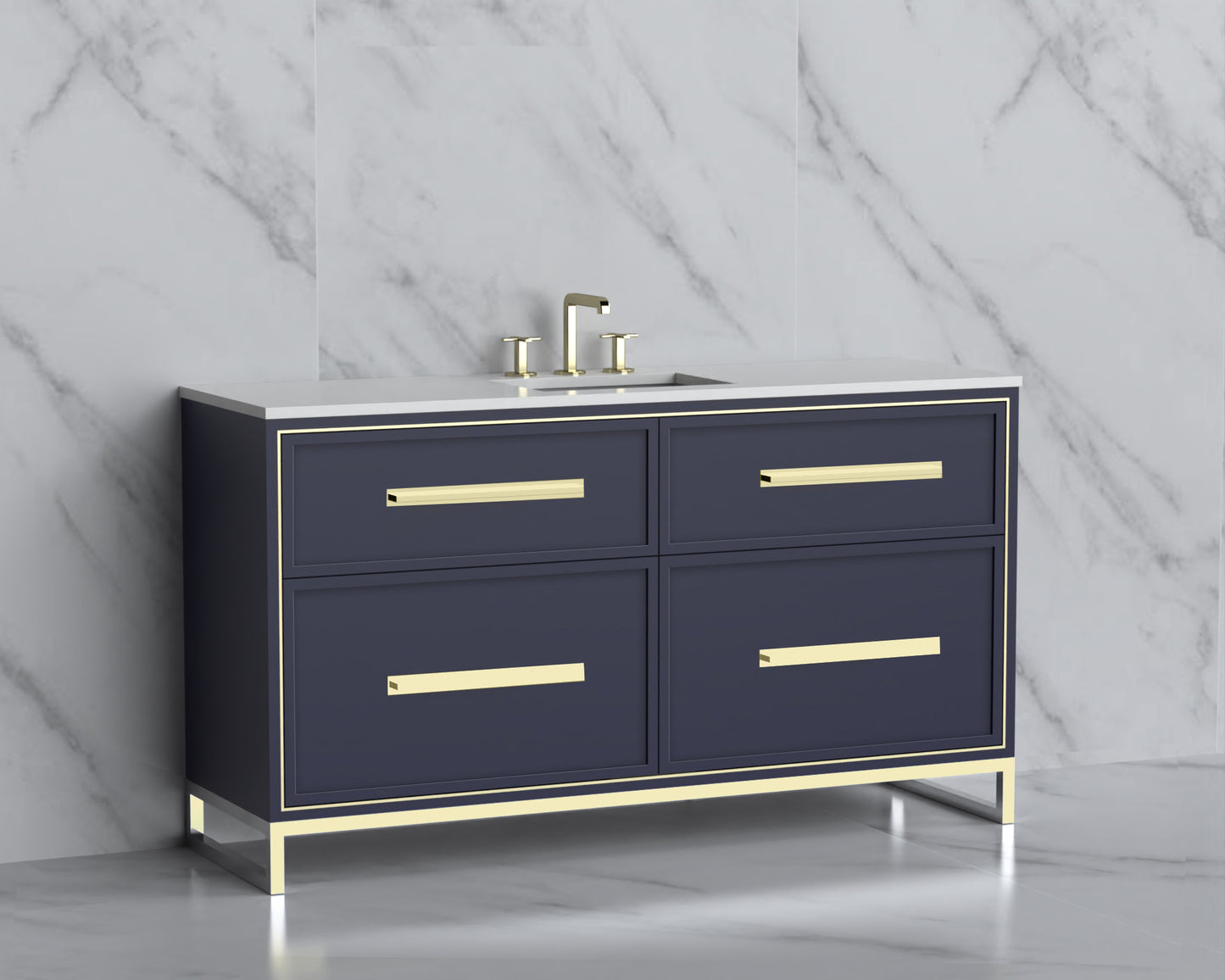 Profile 60C" Free Standing Vanity Cabinet with Contempo Feet/Base
