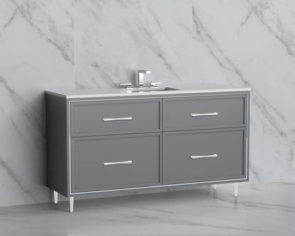 Profile 60C" Free standing Vanity Cabinet with Mid-Century Feet