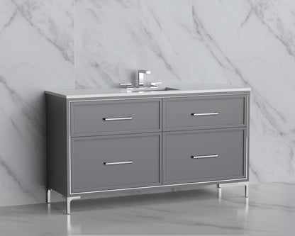 Profile 60C" Free standing Vanity Cabinet with Trendsitional Feet